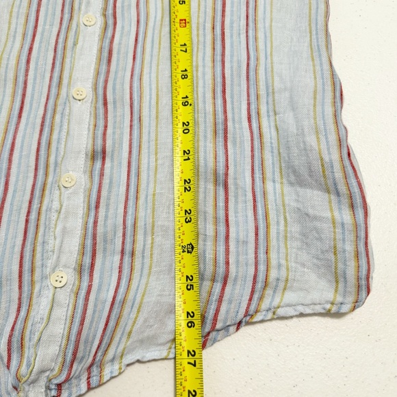 CP Shades Romy Blue Striped Linen Button Down Top XS - Picture 11 of 12